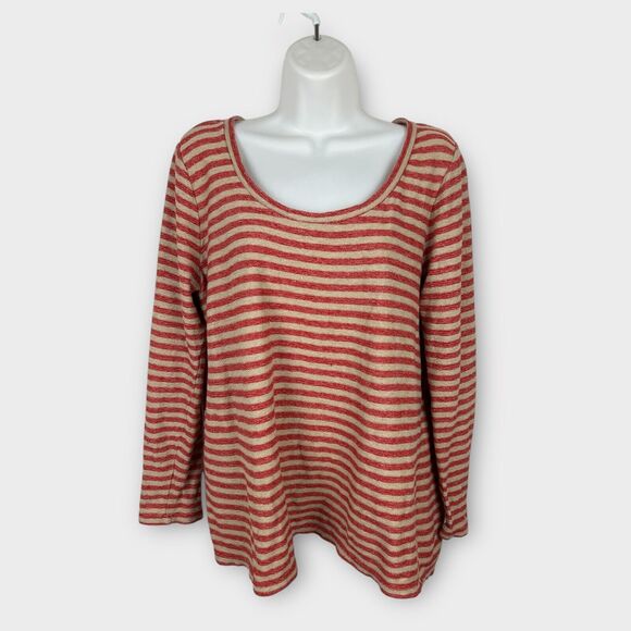 J. Jill Small Pink Stripe Pullover Long Sleeve Scoop Neck Knit Cotton Sweater - Picture 1 of 6